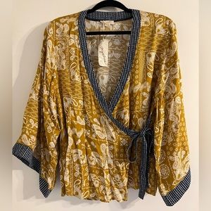 NWT mystree • boho tie top • mustard